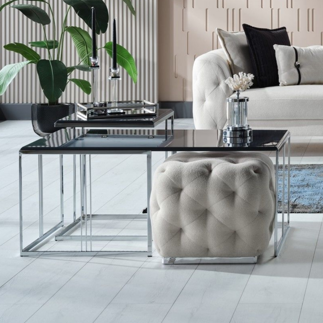 VIOLA TABLE BASSE + POUF + TABLE D'APPOINT